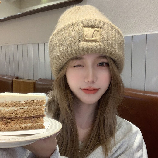 Muchiston hat women's autumn and winter Korean style trendy and versatile thickened cold-proof and warm knitted woolen hat women's cycling cotton hat pile hat off-white one-size-fits-all