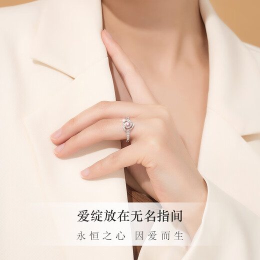 Ji Sifan Eternal Heart Diamond Ring Platinum Ring Female Wedding Proposal Real Diamond Valentine's Day Gift for Girlfriend and Wife Birthday Real Diamond (Main Diamond 20 Points) 15 Secondary Diamonds