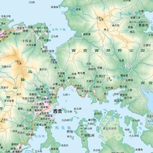 2025年新 香港地图 1068*749毫米 纸质墙贴 高清政区交通图