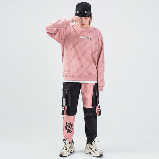 
VENSUP sweatshirt men and women fashion brand autumn and winter panda printed sweatshirt gold round neck long sleeve pullover top couple sweatshirt coat W12044 pink (mostly half size) 5XL code (recommended 200-230 Jin [Jin equals 0.5 kg])