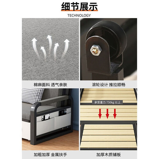 
Wen Minxuan folding sofa bed for small household single multi-function dual-purpose lunch break 1.5*1.9 meters [5cm sponge] [without storage] [Door delivery]