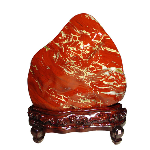 Zhiming Natural jade raw stone ornamental stone natural stone ornament stone ornament living room office home decoration red jade bless 6621