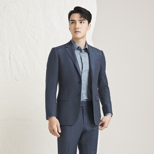 YOUNGOR suit men's double buckle side slit slim fit new business suit top wool stretch fabric shopping mall same style gray blue XL 180/100A