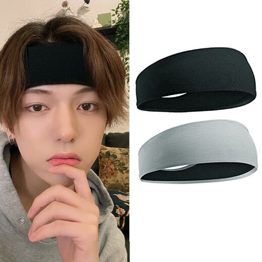 束芬运动头带吸汗男束发带跑步头带吸汗四季款黑色发带女日常外戴百搭 F1846黑色男士发带