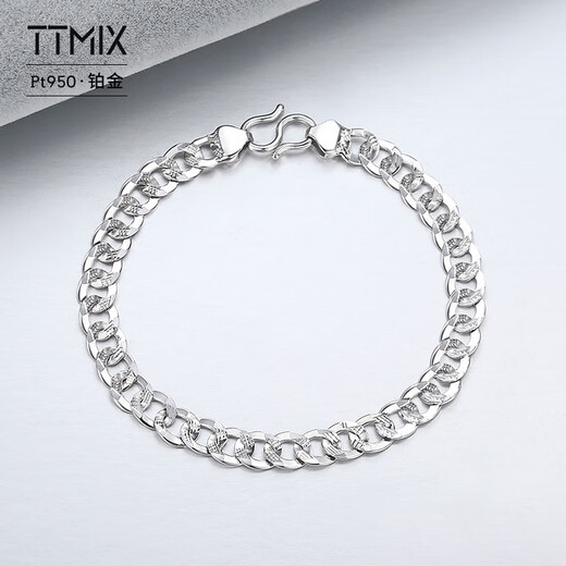 TTMIX platinum glossy car flower tank bracelet men's atmospheric boss chain PT950 hand jewelry 13.32g 17.0cm thick 5.8mm