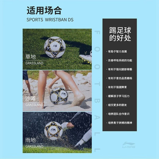 Li Ning (forro) Fútbol No. 5 4 Bola especial para adultos, niños, estudiantes de primaria, bola estándar de entrenamiento al aire libre [679-1 estilo de cuero] Adulto No. 5