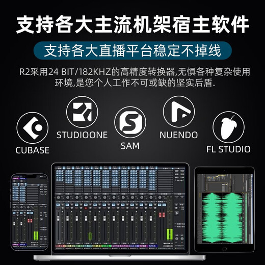 Midiplus sound card Midi Routist R2 GEN II computer mobile phone OTG live broadcast microphone equipment full set of singing recording Douyin Kuaishou companion special free fine tuning Midi R2 sound card + De Sheng SM18EL second generation condenser microphone package