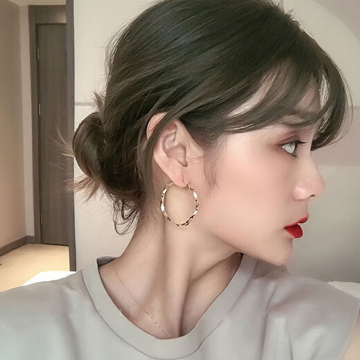 Idel Hong Kong Style Earrings Fashion Earrings Korean Temperament Internet Celebrity Circle Personality Simple Cold Style Women 2025 Fashion Earrings Golden Korean Style E0016