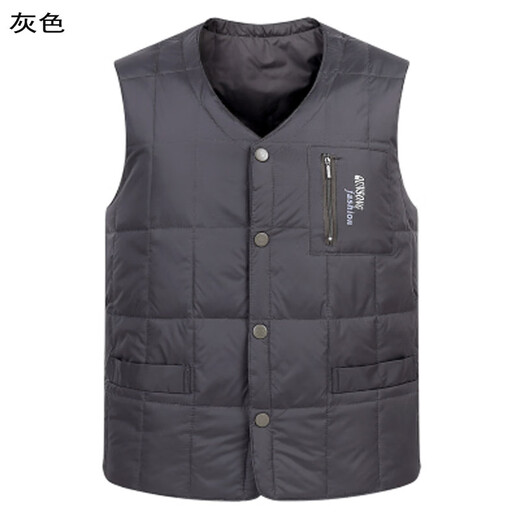 (80% white duck down) Autumn and winter men's down vest for dad, thin and warm vest, sleeveless vest for middle-aged and elderly people, navy blue (80% white duck down) 2XL (140-160)