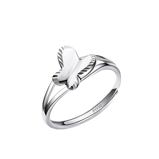 Pt.Charm Platinum Ring Butterfly Live Mouth PT950 Platinum Fashion Versatile Women's Ring Adjustable Bow Ring for Your Girlfriend If it is not in stock, it can be customized. Take 2.8g as an example