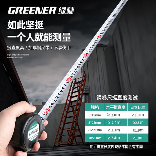 Green forest steel tape measure thickened household tape measure meter box ruler high-precision ruler national standard II level accuracy 5 meters * 19mm