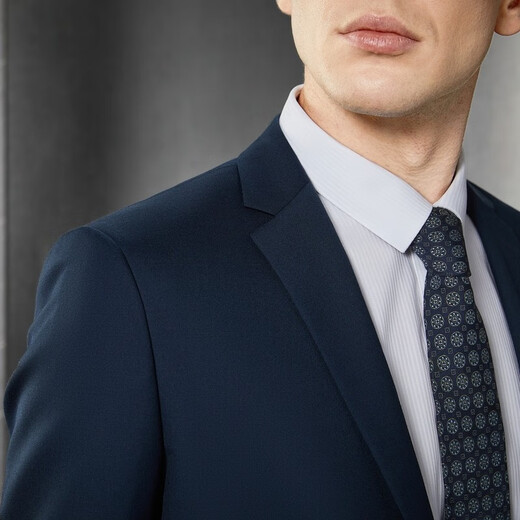 Qipai Wool Men's Suit Suit Men's Autumn and Winter New Business Professional Suit Groom Wedding Dress Suit Dark Blue B48 (175/96B) (32L)