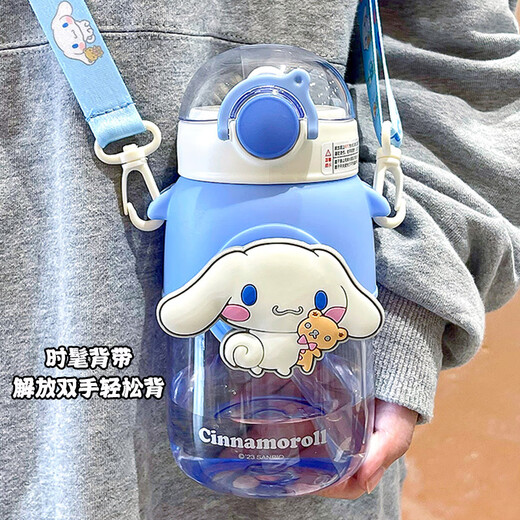 三丽鸥（SANRIO）库洛米儿童水杯女孩小学生上学专用夏季水壶便携可爱大肚吸管杯子 美乐蒂吸管杯9015+贴纸3D贴690ml