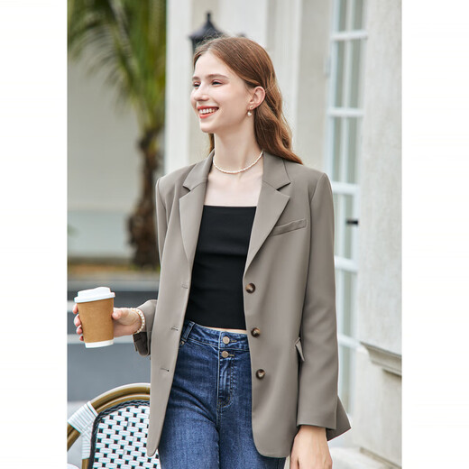 Betu women's autumn new suit ins style simple versatile multi-color suit jacket women 2308T46 mocha color M