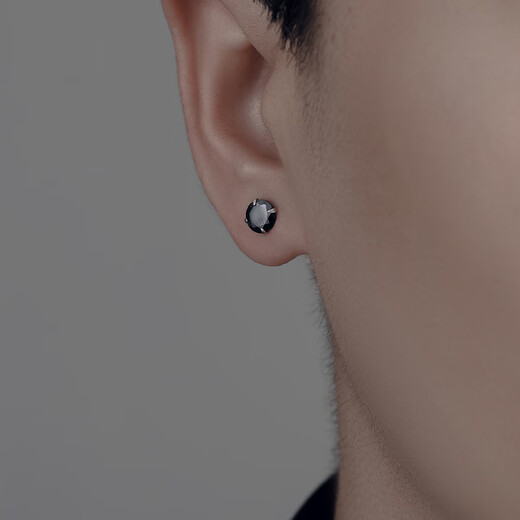 Xili S999 Pure Silver Zircon Earrings for Men with Ear Holes, Single Pair, Genuine Earrings for Boys, Birthday Gift, Single White Stone Earrings