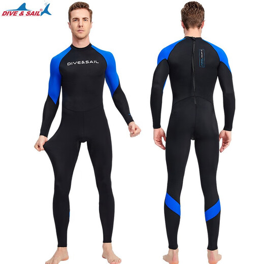 DIVE/SAIL swimsuit men's quick-drying one-piece sun protection long sleeve long trousers jellyfish suit snorkeling surf suit diving suit black XL (135-155Jin [Jin equals 0.5 kg])