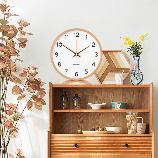 Momen solid wood vertical clock display desktop clock pendulum desk clock sitting clock living room home bracket ornaments walnut color white surface standard version 30cm12 inches