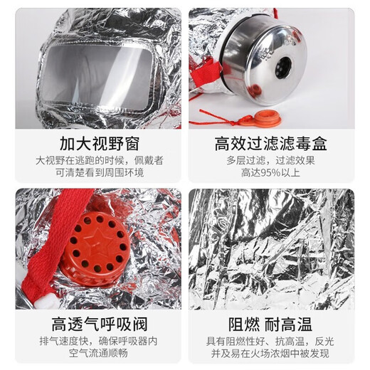 Fire mask, gas mask, smoke mask, household fire escape mask, filtered self-rescue respirator, single protective suit mask + fire blanket, 3C national standard certification