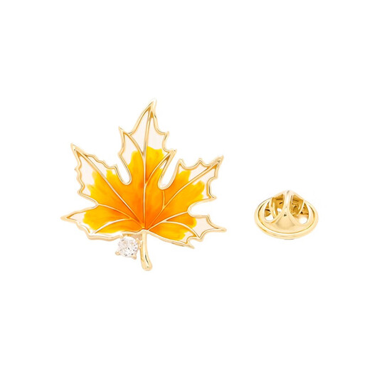 QUAMER gold store model small maple leaf brooch, high-end women's retro corsage collar, anti-exposure buckle fixed clothing pin, yellow small maple leaf-brooch