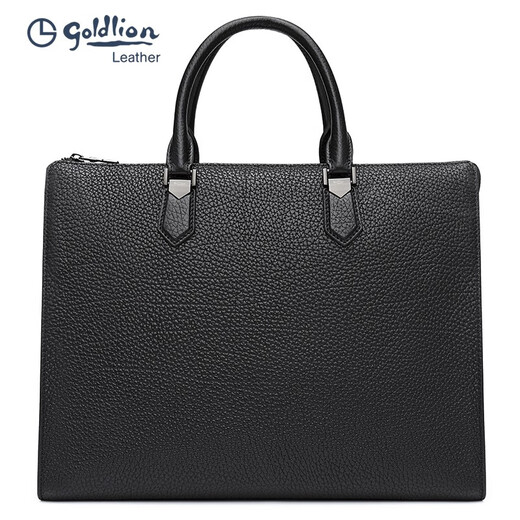 Goldlion Business Briefcase, High-End Men's Bag, Commuting and Traveling, Large Capacity Laptop Bag, Light Luxury New Year's Gift for Men, Black Large 13 Inch