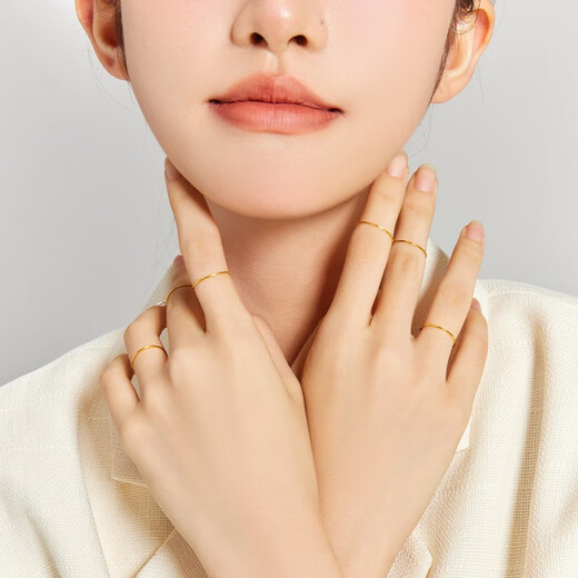 Ming brand jewelry pure gold tattoo ring simple single wear stackable solid ring gift ring for women AFM0232 labor cost 75 pure gold ring size 16 about 0.64 grams