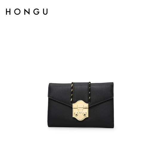 Honggu Wallet Women's New Cowhide Wallet Medium 30% Off Women's Wallet Multiple Card Slots Money Note Holder Fashion Large Capacity Card Holder Women's Wallet Black