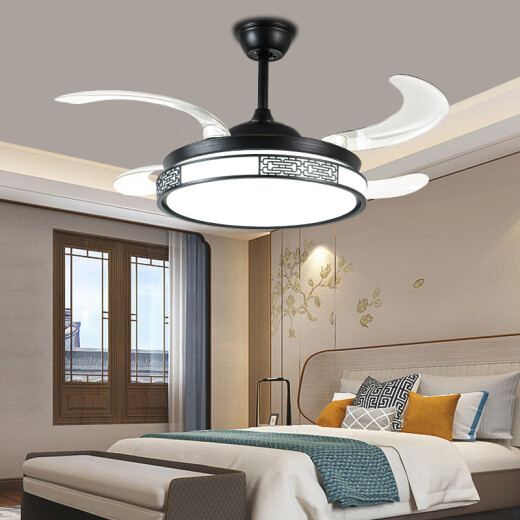 CHUBAN living room chandelier modern Chinese style inch new Chinese style ceiling fan lamp silent home living room dining room bedroom fan chandelier 42 inch frequency conversion + three-color dimming
