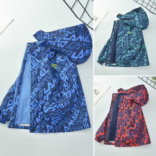 Disney children's jacket three-in-one autumn and winter plus velvet thickened children's clothing boys' jacket spring and autumn mid-to-large children's sportswear blue integrated velvet 9922 size 110 size recommended height 100-110cm Age 4-5