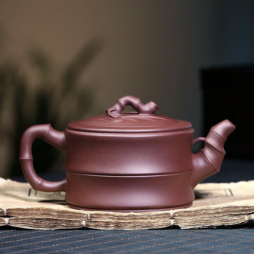 Hidden Pot World Government Subsidy Yixing Zisha Tea Set Teapot Bamboo Knot Pot Purely Handmade Zisha Pot First-Class Bamboo Segment