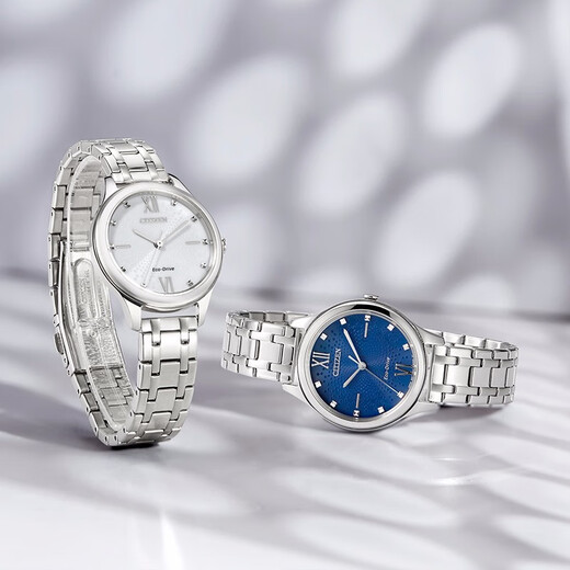 CITIZEN watch women's Japanese and Korean watch light kinetic energy white dial steel belt fashionable Christmas gift EM0500-73A