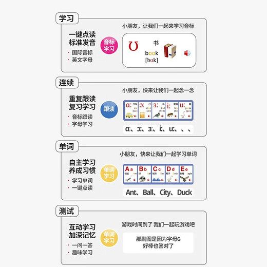 英语48个音标发音有声挂图字母表训练拼读点读机发声学习神器3-6岁幼儿园大小班幼小衔接练习英文彩色墙贴生 读学习兴趣