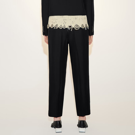 Weniger Frühlingsneife-Wollhosen für Frauen Kegel Einfacher lässiger Hochtaille Neun-Punkte-Karottenhose 2N3E12040 001/Schwarz XL