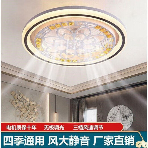 Xmsjmnuhg unsichtbarer Deckenventilator leichte moderne einfache Deckenlüfter Leichtes LED -Schlafzimmer mit elektrischem Lüfter Kronleuchter Wohnzimmer 9902 Runde