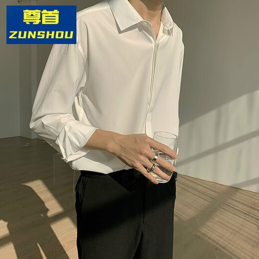 Kaduton camisa para hombres primavera casual nueva seda de hielo caído camisa de estilo hong kong colgante de manga larga estilo coreano de coño