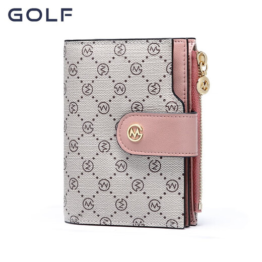 高尔夫（GOLF）钱包女竖款印花简约卡包零钱包多卡位大容量七夕情人节礼物 烟粉色
