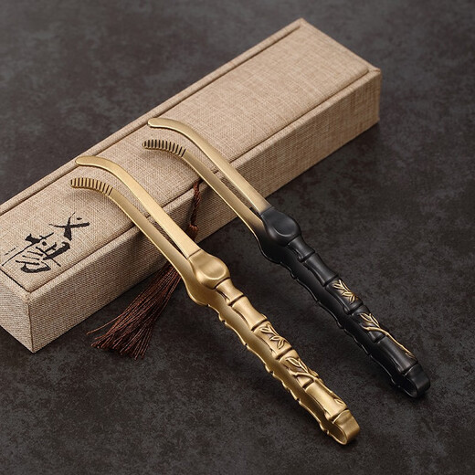 Jiutang tea clip pure brass tea cup clip tea clip tea tweezers kungfu tea set clip tea making tools accessories tea clip gold-Yi sample bamboo copper tea clip