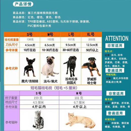 Aipu Dog Comb Dog Hair Cleaning Artifact Cat Comb Removes Cat Hair Brushing Artifact Removes Floating Hair Comb L Size - Special for Short and Medium-haired Dogs