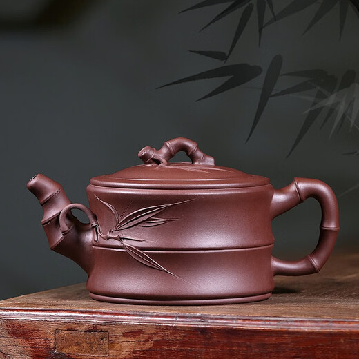 Hidden Pot World Government Subsidy Yixing Zisha Tea Set Teapot Bamboo Knot Pot Purely Handmade Zisha Pot First-Class Bamboo Segment