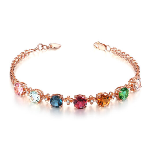 Fat Donglai's same style tourmaline bracelet Young silver candy bracelet inlaid bracelet 18K gold bracelet women's colored gemstone colored gemstone bracelet (16+3cm