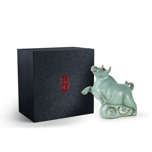 Dongdao Ruyao Henan South Africa abandoned cow turned tea pet 2020 old Dongdao Kung Fu tea set creative ornaments tea ceremony accessories sky blue