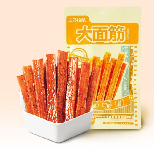 Three Squirrels Spicy Tiao Snacks Gluten Childhood Classic Campus Old-Fashioned Large Spicy Chips Bean Skin Casual Spicy Sticks Office Craving Snacks [Early Trial] Large Gluten 110g