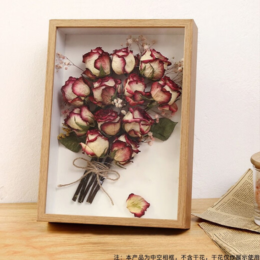 Lekali dried flower photo frame diy hollow frame table birthday gift eternal flower rose plant specimen display frame dried flower photo frame A4 log lamp + glue + ribbon