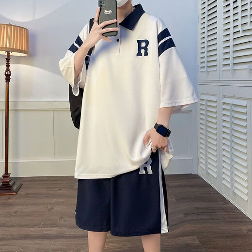
Jianfang big children's clothing for men aged 12 to 15 years old short-sleeved middle school students T-shirt for summer POLO shirt suit for boys 12-15 years old 5012 green short-sleeved + shorts 10XL m 70-100Jin [Jin equals 0.5 kg]