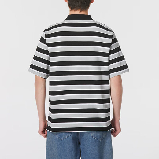 Nike striped short-sleeved T-shirt in summer new sportswear loose casual breathable lapel POLO shirt top FN3897-010 black and white stripes XL