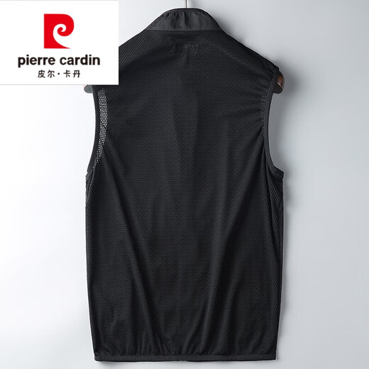 Pier Cardin Spring and Summer Nuevo chaleco delgado Luz de tela y transpirable Fashion Collar para hombres Collar Capelal Clip Clip Vest Black XL