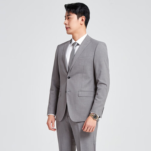 SHESHU suit suit men's slim business formal suit professional solid color suit lapel SSTX123138RQ HU2 light gray L 175/92A