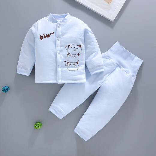 New arrivals, children's autumn clothing suits for children, boys and babies 0-1 years old, newborn warm and thickened female baby clothes, autumn and winter cotton coats 9623 blue 66cm