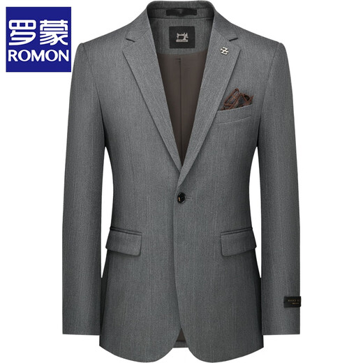 ROMON Haute Couture Suit Men's British Style Groom Wedding Dress Slim Suit Three-piece Business Professional Formal Suit Smoke Gray Three-piece Suit XL/52
