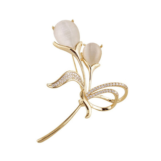Kamalun (KAMALUN) brooch, high-end female niche pin, 2025 new corsage badge, fashion accessories, birthday gift for girlfriend, champagne gold + brand gift box, no engraving