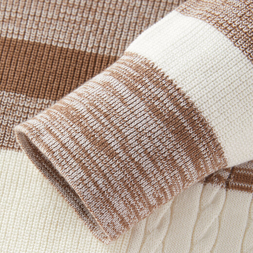 PeaceBird Spring 2024 Nuevo jersey rayado A1EEE1421 Brown Striped S